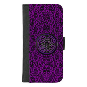 Purple Black Lace Celtic Knot Wallet Phone Case