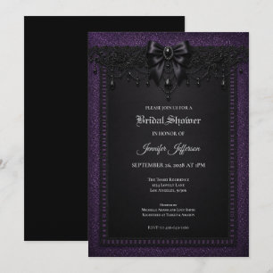 Purple Black Lace Gothic Bridal Shower invitation