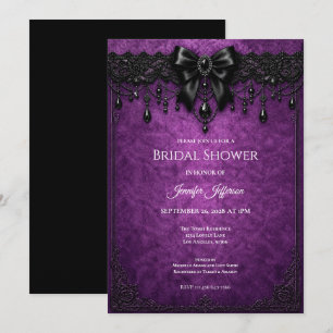 Purple Black Lace Gothic Bridal Shower invitation