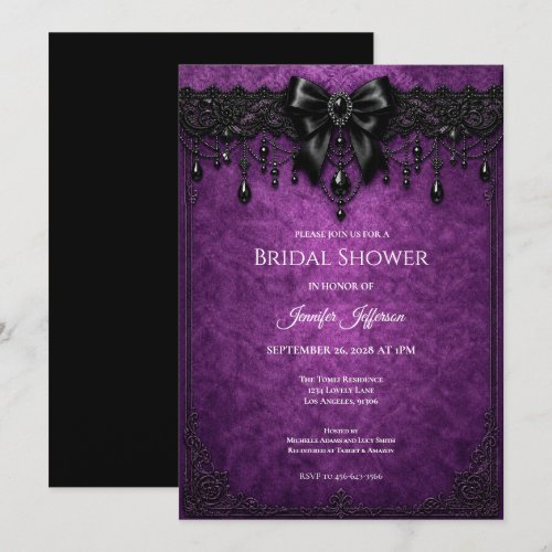 Purple Black Lace Gothic Bridal Shower invitation