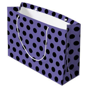 Purple & Black Large Medium Polka Dot Party Gift Bag