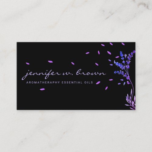 Purple Black Lavender Floral Skin Essential Oils Business Card