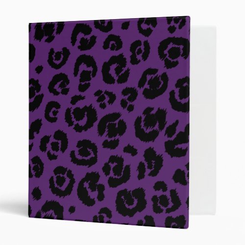Purple Black Leopard Print 3 Ring Binder