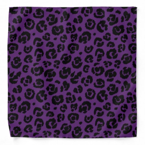 Purple Black Leopard Print Bandana