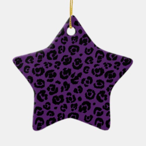 Purple Black Leopard Print Ceramic Ornament