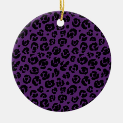 Purple Black Leopard Print Ceramic Ornament