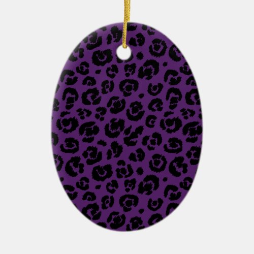 Purple Black Leopard Print Ceramic Ornament