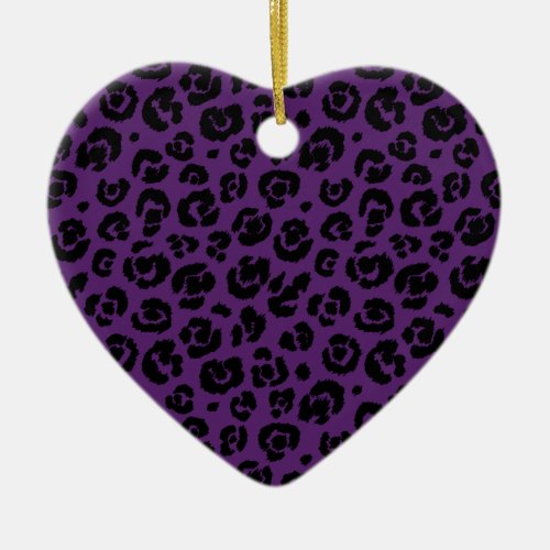 Purple Black Leopard Print Ceramic Ornament