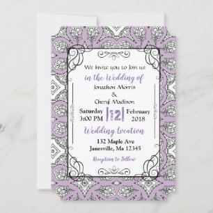Purple Black Mandala Wedding Invitations