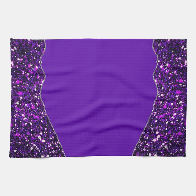PURPLE BLACK MARBLE AGATE Table Runner Kitchen Towel (Horizontal)