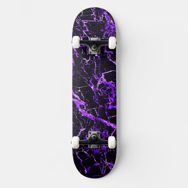Purple & Black Marble (Complete Trucks & Wheels), Skateboard (Front)