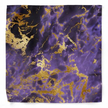 Purple Black Marble Faux Gold Glitter Pattern Bandana by its_sparkle_motion at Zazzle