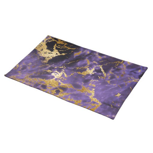 Purple Black Marble Faux Gold Glitter Pattern Cloth Placemat Zazzle