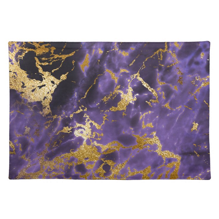 Purple Black Marble Faux Gold Glitter Pattern Cloth Placemat Zazzle
