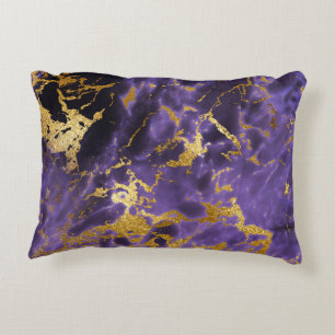 Purple Black Marble Faux Gold Glitter Pattern Decorative Pillow
