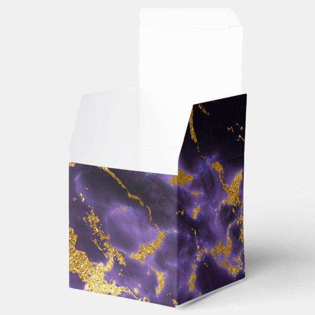 Purple Black Marble Faux Gold Glitter Pattern Favor Boxes (Opened)