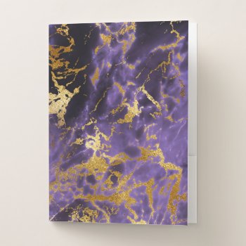 Purple Black Marble Faux Gold Glitter Pattern Pocket Folder by its_sparkle_motion at Zazzle