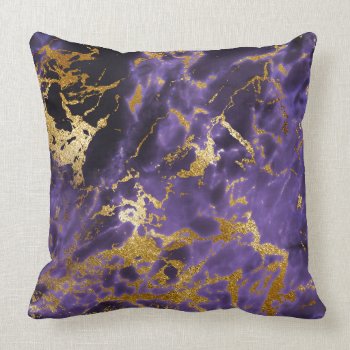 Purple Black Marble Faux Gold Glitter Pattern Throw Pillow by its_sparkle_motion at Zazzle