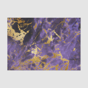 Purple Black Marble Faux Gold Glitter Pattern Tissue Paper