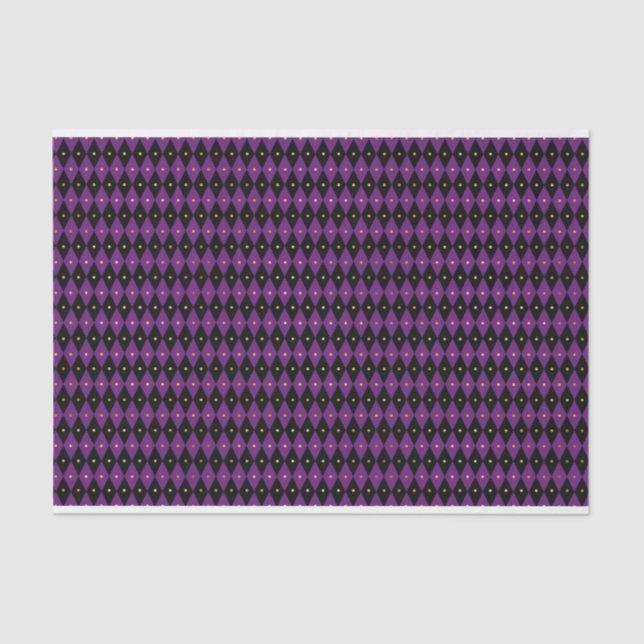 PURPLE & BLACK MARDI GRAS DIAMOND PATTERNS TISSUE PAPER (Front)