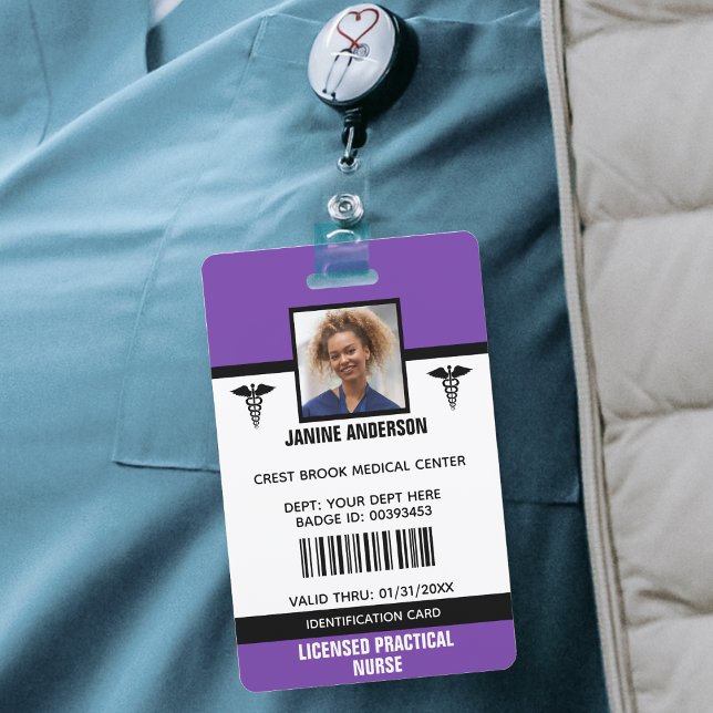 Purple & Black Medical Employee Doctor Nurse ID Badge (Purple White & Black Medical Employee Doctor Nurse ID Badge)