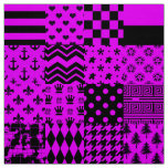 Purple Black Mixed Patterns Patchwork Design  Fabric
