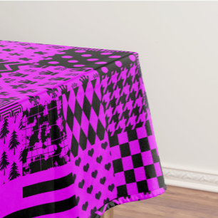 Purple Black Mixed Patterns Patchwork Design  Tablecloth