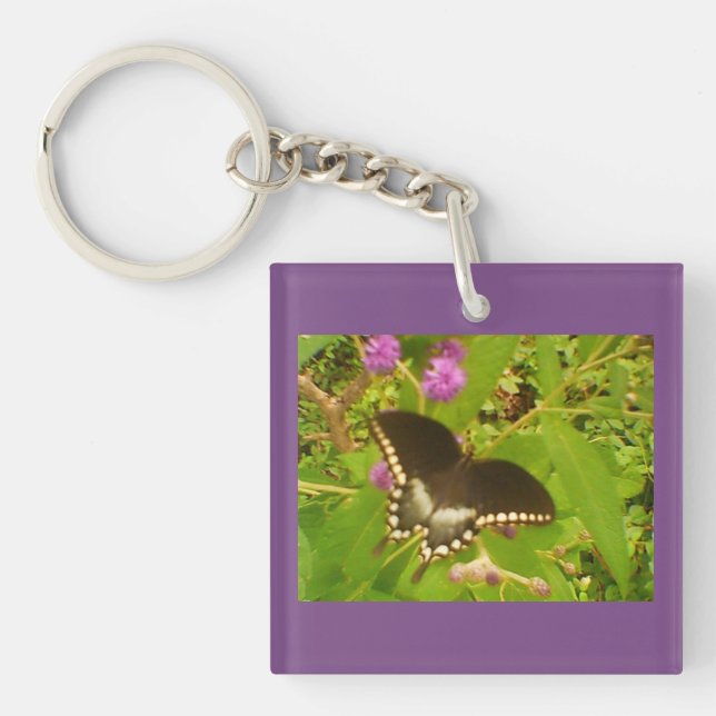Purple Black Monarch Keychain (Front)