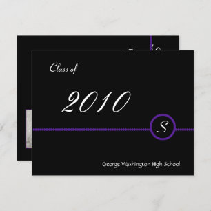 Purple & Black Monogram Photo Invitation