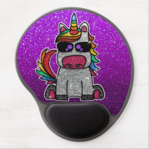 Purple Black Ombre Glitter Rainbow Unicorn Sparkle Gel Mouse Pad