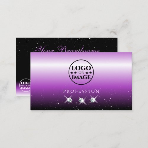 Purple Black Ombre Sparkle Jewels with Logo Trendy Business Card