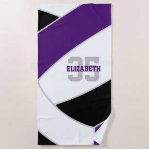 purple black or ANY volleyball club colors custom Beach Towel