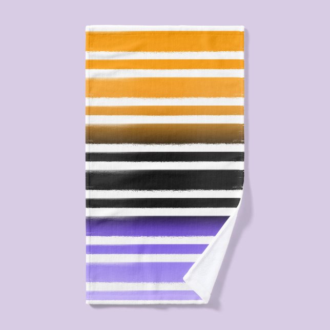 Purple Black Orange Paint Brush Halloween Bath Towel Set (Hand Towel)