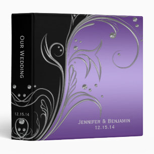 Purple Black Ornate Silver Scrolls Photo Album Binder