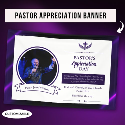 Purple Black Pastor Appreciation Church Event Banner