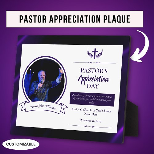 Purple Black Pastor Appreciation Church Tabletop Plaque