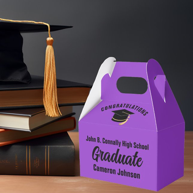 Purple Black Personalized Graduation Party Favor Boxes (Creator Uploaded)