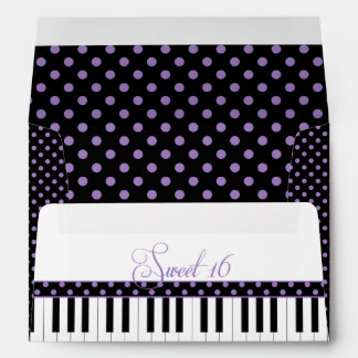 Purple Black Piano Theme Sweet 16 Envelope