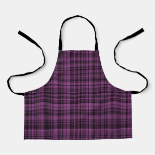 Purple Black Plaid Checker Pattern Apron