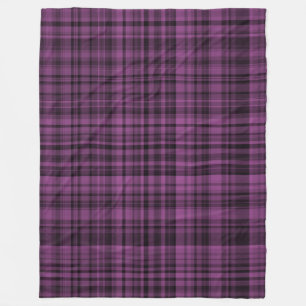 Purple Black Plaid Checker Pattern Fleece Blanket