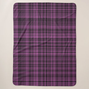 Purple Black Plaid Checker Pattern Sherpa Blanket