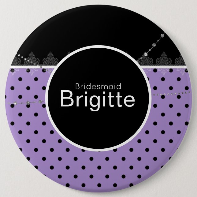 Purple & black polka dot button (Front)