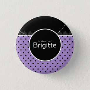 Purple & black polka dot button
