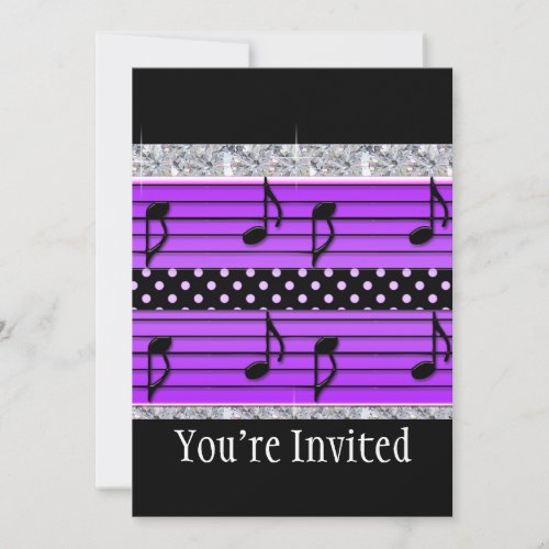 Purple &amp; Black Polka Dot Diamonds &amp; Musical Notes Announcement