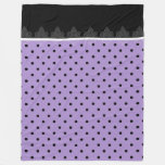 Purple &amp; black polka dots fleece blanket
