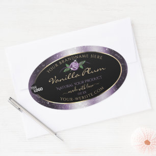 Purple Black Product Labels Soft Glitter with Logo