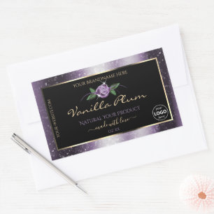 Purple Black Product Labels Soft Glitter with Logo