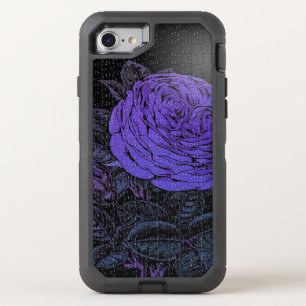 Purple Black Puzzle Rose OtterBox Defender iPhone SE/8/7 Case
