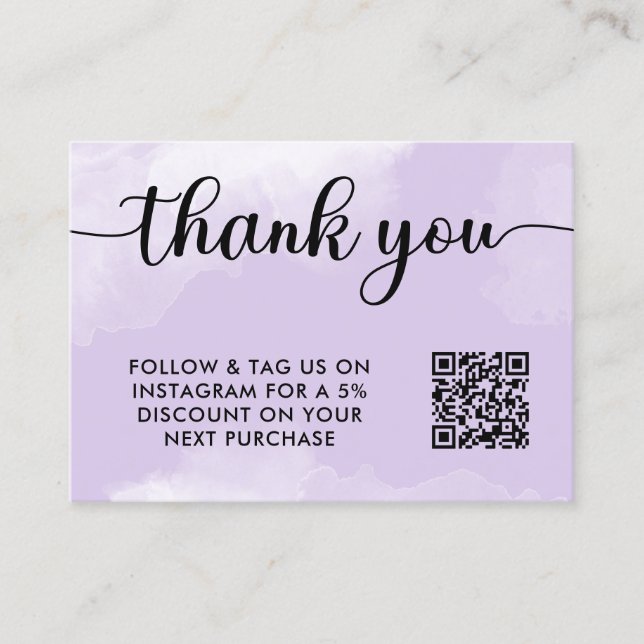 Purple Black QR Code Thank You Purchase Insert (Front)