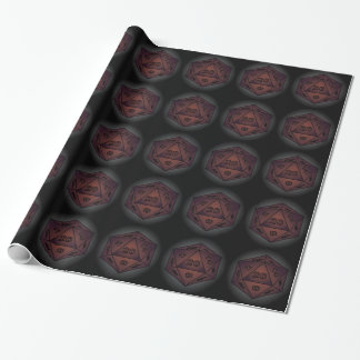 purple black roll 20 dice ttrpg d&d wrapping paper